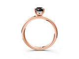 Rose gold Fancy Black Pear Cut Diamond Solitaire Ring with Thin Band and Four-Prong Setting_3