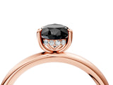 Rose gold Fancy Black Pear Cut Diamond Solitaire Ring with Thin Band and Four-Prong Setting_4