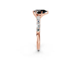 Rose gold Fancy Black Pear Cut Diamond Solitaire with Side Baguettes and Channel Set Band_2
