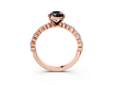 Rose gold Fancy Black Pear Cut Diamond Solitaire with Side Stones, Pave Band, Four-Prong Setting_27