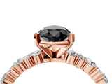 Rose gold Fancy Black Pear Cut Diamond Solitaire with Side Stones, Pave Band, Four-Prong Setting_28