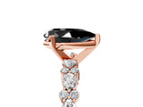Rose gold Fancy Black Pear Cut Diamond Solitaire with Side Stones, Pave Band, Four-Prong Setting_29