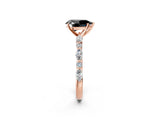 Rose gold Fancy Black Pear Cut Diamond Solitaire with Side Stones on a Pavé Band and Four-Prong Setting_2