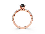 Rose gold Fancy Black Pear Cut Diamond Solitaire with Side Stones on a Pavé Band and Four-Prong Setting_3