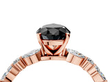 Rose gold Fancy Black Pear Cut Diamond Solitaire with Side Stones on a Pavé Band and Four-Prong Setting_4