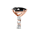 Rose gold Fancy Black Pear Cut Diamond Solitaire with Side Stones on a Pavé Band and Four-Prong Setting_5