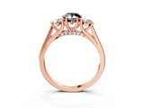Rose gold Fancy Black Pear Cut Diamond Three-Stone Engagement Ring with Prong Setting and Pavé Band_3