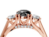 Rose gold Fancy Black Pear Cut Diamond Three-Stone Engagement Ring with Prong Setting and Pavé Band_4