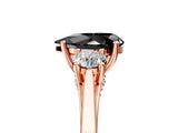 Rose gold Fancy Black Pear Cut Diamond Three-Stone Engagement Ring with Prong Setting and Pavé Band_5