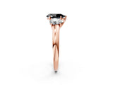 Rose gold Fancy Black Pear Cut Diamond Three-Stone Ring with Four-Prong Setting and Classic Band_2