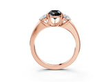 Rose gold Fancy Black Pear Cut Diamond Three-Stone Ring with Four-Prong Setting and Classic Band_3