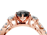 Rose gold Fancy Black Pear Cut Diamond Three-Stone Ring with Pavé Split Shank and Four-Prong Setting_4