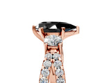 Rose gold Fancy Black Pear Cut Diamond Three-Stone Ring with Pavé Split Shank and Four-Prong Setting_5