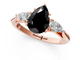 Rose gold Fancy Black Pear Cut Diamond Three-Stone Ring with Pear Side Stones and Four-Prong Setting_25