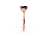 Rose gold Fancy Black Pear Cut Diamond Three-Stone Ring with Pear Side Stones and Four-Prong Setting_26