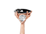 Rose gold Fancy Black Pear Cut Diamond Three-Stone Ring with Pear Side Stones and Four-Prong Setting_29