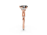 Rose gold Fancy Black Pear Cut Diamond Three-Stone Ring with Prong Setting and Pavé Band_2