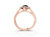 Rose gold Fancy Black Pear Cut Halo Bezel Diamond Pave Band Ring_3