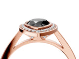 Rose gold Fancy Black Pear Cut Halo Bezel Diamond Pave Band Ring_4