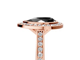 Rose gold Fancy Black Pear Cut Halo Bezel Diamond Pave Band Ring_5