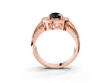 Rose gold Fancy Black Pear Cut Halo Diamond Engagement Ring with Pave Split Shank and Four-Prong Setting_3