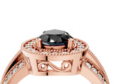 Rose gold Fancy Black Pear Cut Halo Diamond Engagement Ring with Pave Split Shank and Four-Prong Setting_4