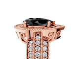 Rose gold Fancy Black Pear Cut Halo Diamond Engagement Ring with Pave Split Shank and Four-Prong Setting_5