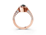 Rose gold Fancy Black Pear Cut Halo Diamond Engagement Ring with Split Shank Band and Four-Prong Setting_3