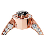 Rose gold Fancy Black Pear Cut Halo Diamond Engagement Ring with Split Shank Band and Four-Prong Setting_4