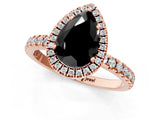 Rose gold Fancy Black Pear Cut Halo Diamond Pave Band with Prong Setting_1