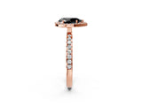 Rose gold Fancy Black Pear Cut Halo Diamond Pave Band with Prong Setting_2