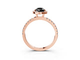 Rose gold Fancy Black Pear Cut Halo Diamond Pave Band with Prong Setting_3