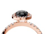 Rose gold Fancy Black Pear Cut Halo Diamond Pave Band with Prong Setting_4