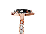 Rose gold Fancy Black Pear Cut Halo Diamond Pave Band with Prong Setting_5