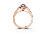 Rose gold Fancy Black Pear Cut Halo Diamond Ring with Pavé Band and Three-Prong Setting_3