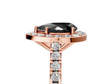 Rose gold Fancy Black Pear Cut Halo Diamond Ring with Pavé Band and Three-Prong Setting_5