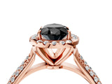 Rose gold Fancy Black Pear Cut Halo Diamond Ring with Pavé Band_4
