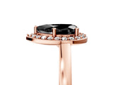 Rose gold Fancy Black Pear Cut Halo Diamond Ring with Solitaire Band and Prong Setting_5