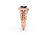Rose gold Fancy Black Pear Cut Halo Diamond Ring with Split Shank and Four-Prong Setting_2