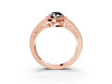 Rose gold Fancy Black Pear Cut Halo Diamond Split Shank Ring with Prong Setting_3