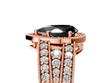 Rose gold Fancy Black Pear Cut Halo Diamond Split Shank Ring with Prong Setting_5