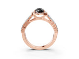 Rose gold Fancy Black Pear Cut Halo Pavé Diamond Engagement Ring with Split Shank and Four-Prong Setting_6