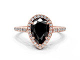 Rose gold Fancy Black Pear Cut Halo Round Diamond Pavé Band with Four-Prong Setting_3