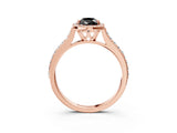 Rose gold Fancy Black Pear Cut Halo Round Diamond Pavé Band with Four-Prong Setting_6