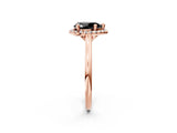 Rose gold Fancy Black Pear Cut Halo Round Diamond Solitaire Engagement Ring with Pave Band and Four-Prong Setting_14
