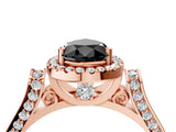 Rose gold Fancy Black Pear Cut Halo Round Diamond Twist Band with Four-Prong Setting_4