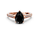 Rose gold Fancy Black Pear Cut Solitaire Cathedral Diamond Engagement Ring with Channel-Set Band and Four-Prong Setting_3