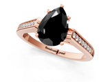Rose gold Fancy Black Pear Cut Solitaire Cathedral Diamond Engagement Ring with Channel-Set Band and Four-Prong Setting_4