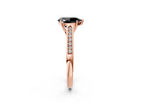 Rose gold Fancy Black Pear Cut Solitaire Cathedral Diamond Engagement Ring with Channel-Set Band and Four-Prong Setting_5