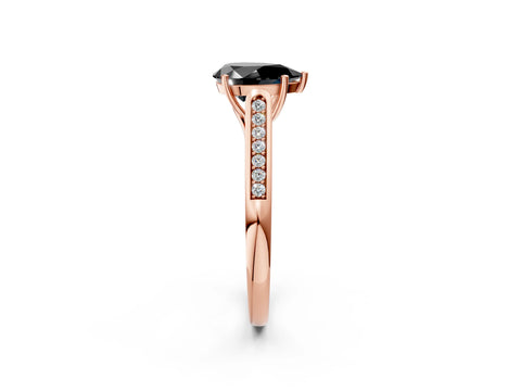 Rose gold Fancy Black Pear Cut Solitaire Cathedral Diamond Engagement Ring with Channel-Set Band and Four-Prong Setting_5